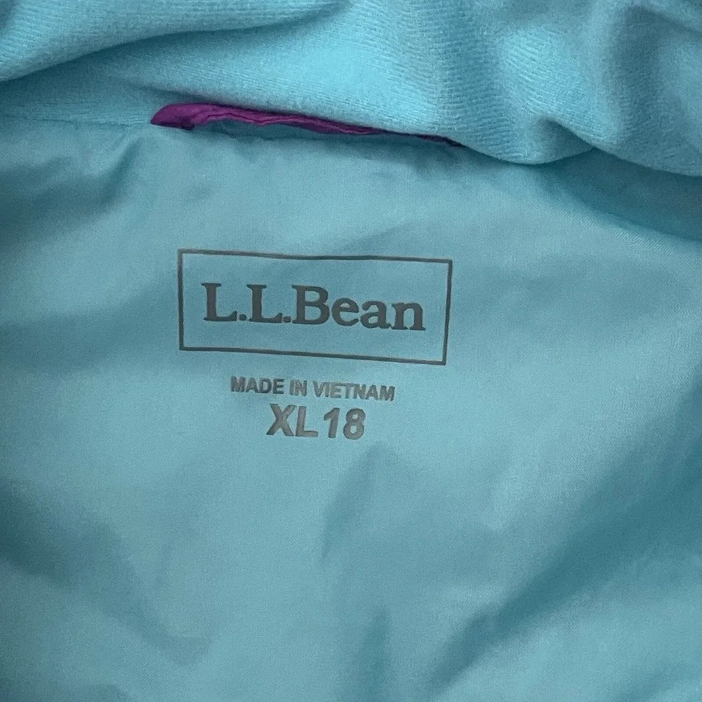 LL Bean Puffer Vest Girls XL 18 Purple Primaloft Quilted Double Up Camping Layer